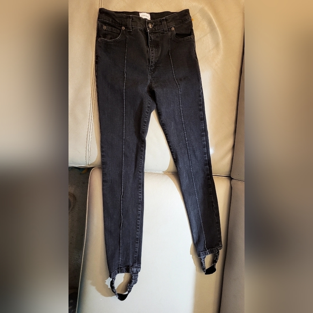 Magda Butrym Black Cotton Denim Jeans W Stirrups Revolve